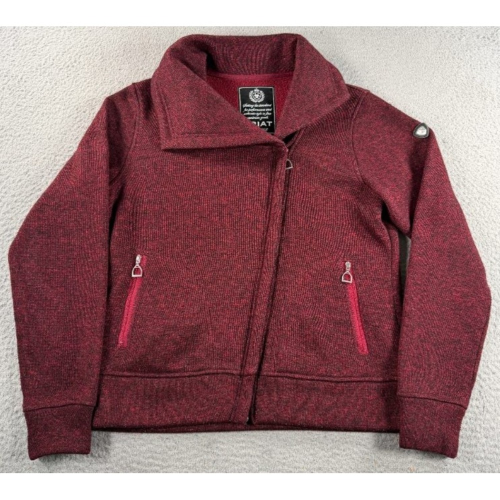 Ariat Contender Fleece Zip Women's Large Cabernet Asymmetrical Zipper Maroon